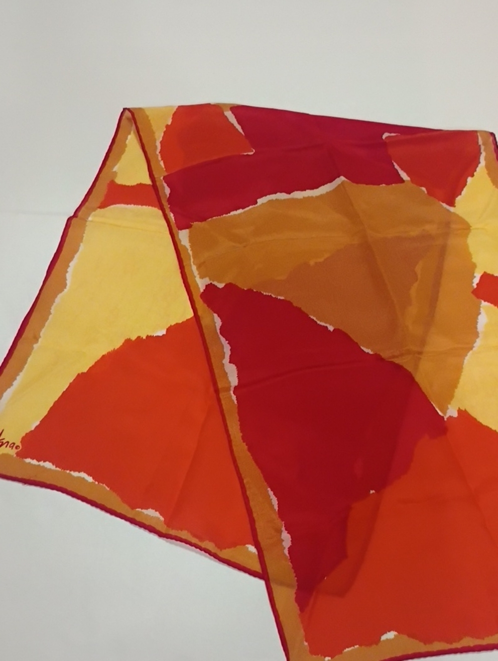 Vibrant Red & Orange Abstract Silk Scarf